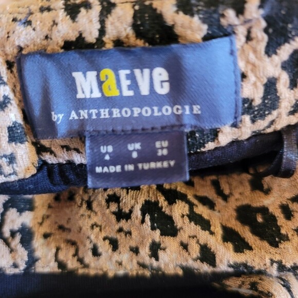 Maeve Anthropologie Animal Print Cut Out Back With Ties Mini Dress Womens Size 4 - Picture 9 of 12
